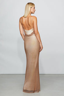 Etochs | Myla Crystal Net Gown | Rose Gold