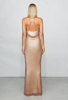 Etochs | Myla Crystal Net Gown | Rose Gold