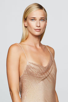 Etochs | Myla Crystal Net Gown | Rose Gold