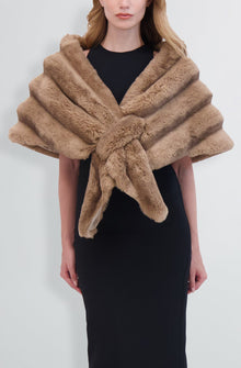 Etochs | Fur-Free Chinchilla Stole | Camel Chinch