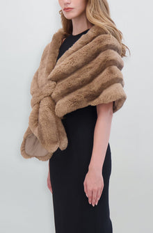 Etochs | Fur-Free Chinchilla Stole | Camel Chinch