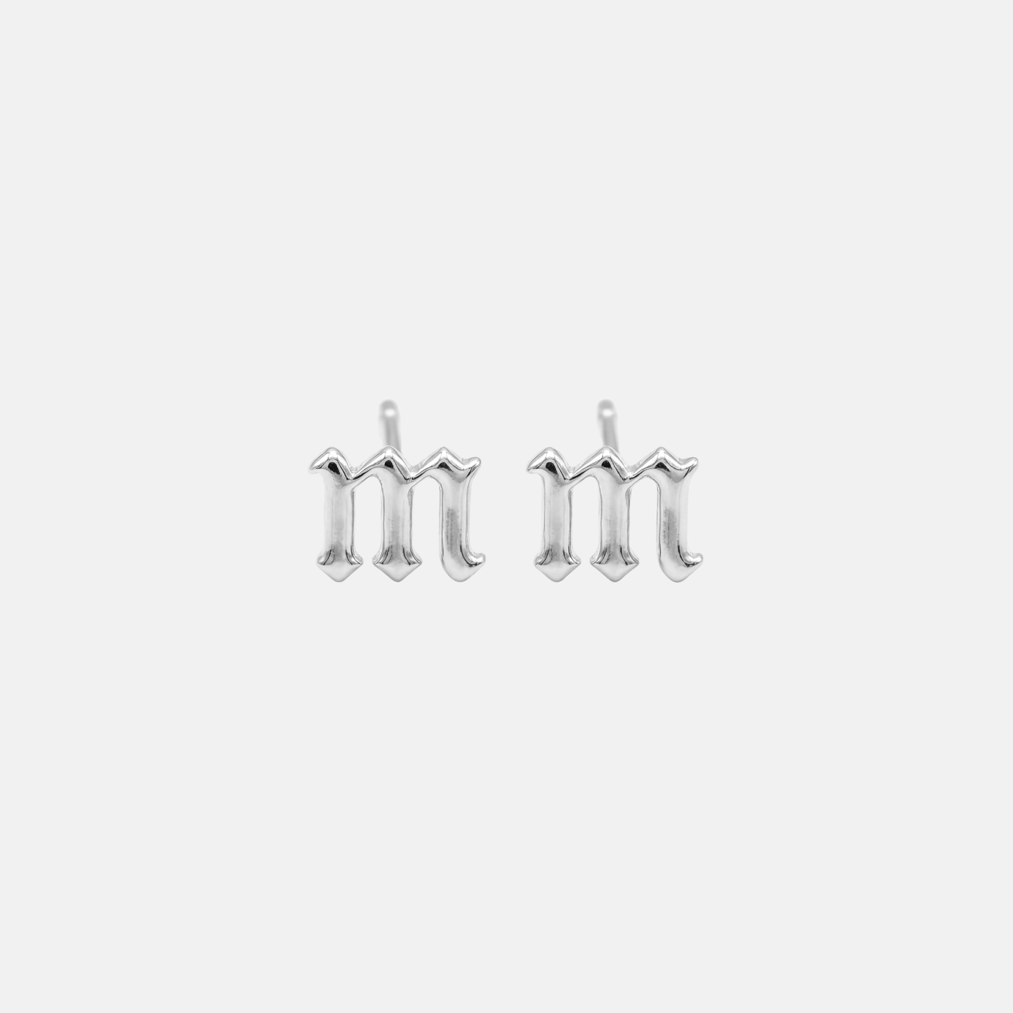 The Gothic Initial Earrings Lowercase, Pair | Silver