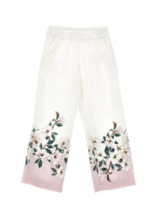Girls | Magnolia Print Palazzo Trousers | Cream/Onion