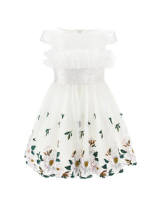 Girls | Magnolia Embroidered Tulle Dress | Cream