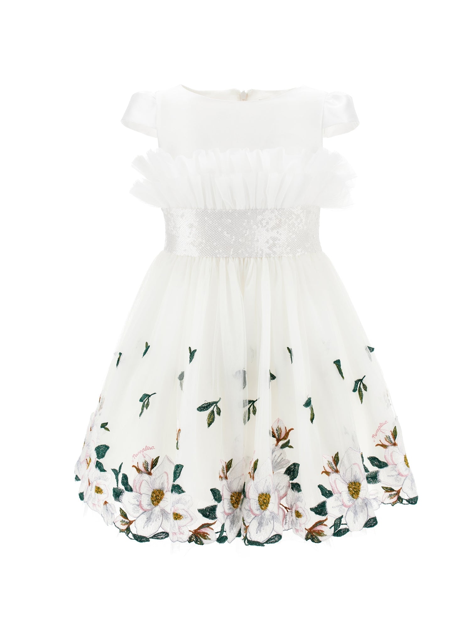 Girls | Magnolia Embroidered Tulle Dress | Cream