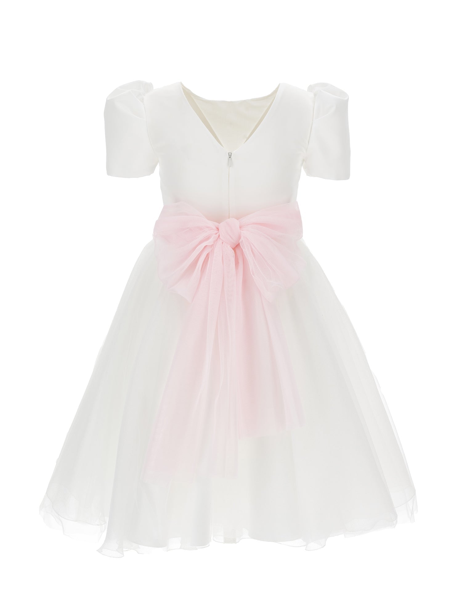Girls | Duchesse Satin And Glitter Tulle Dress | Cream/Antique Pink
