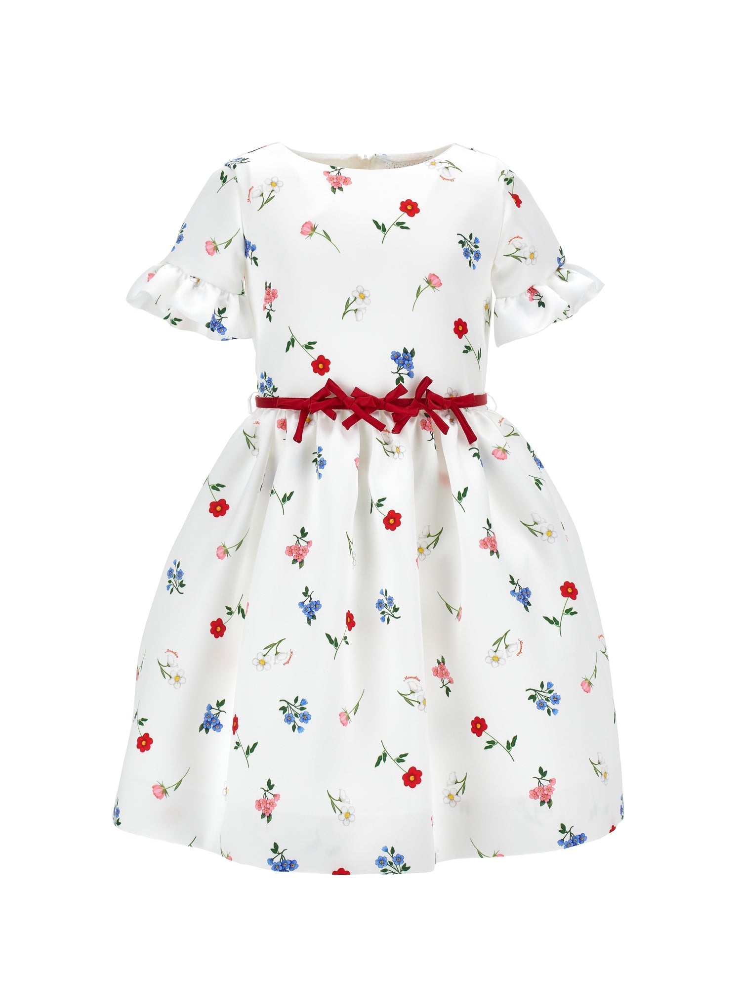 Girls | Floral Print Mikado Dress | Cream/Multicolor