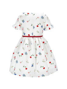 Girls | Floral Print Mikado Dress | Cream/Multicolor