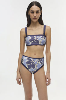 Womens | Dallia High Waist Bikini Bottom | Blue Hydrangea Floral