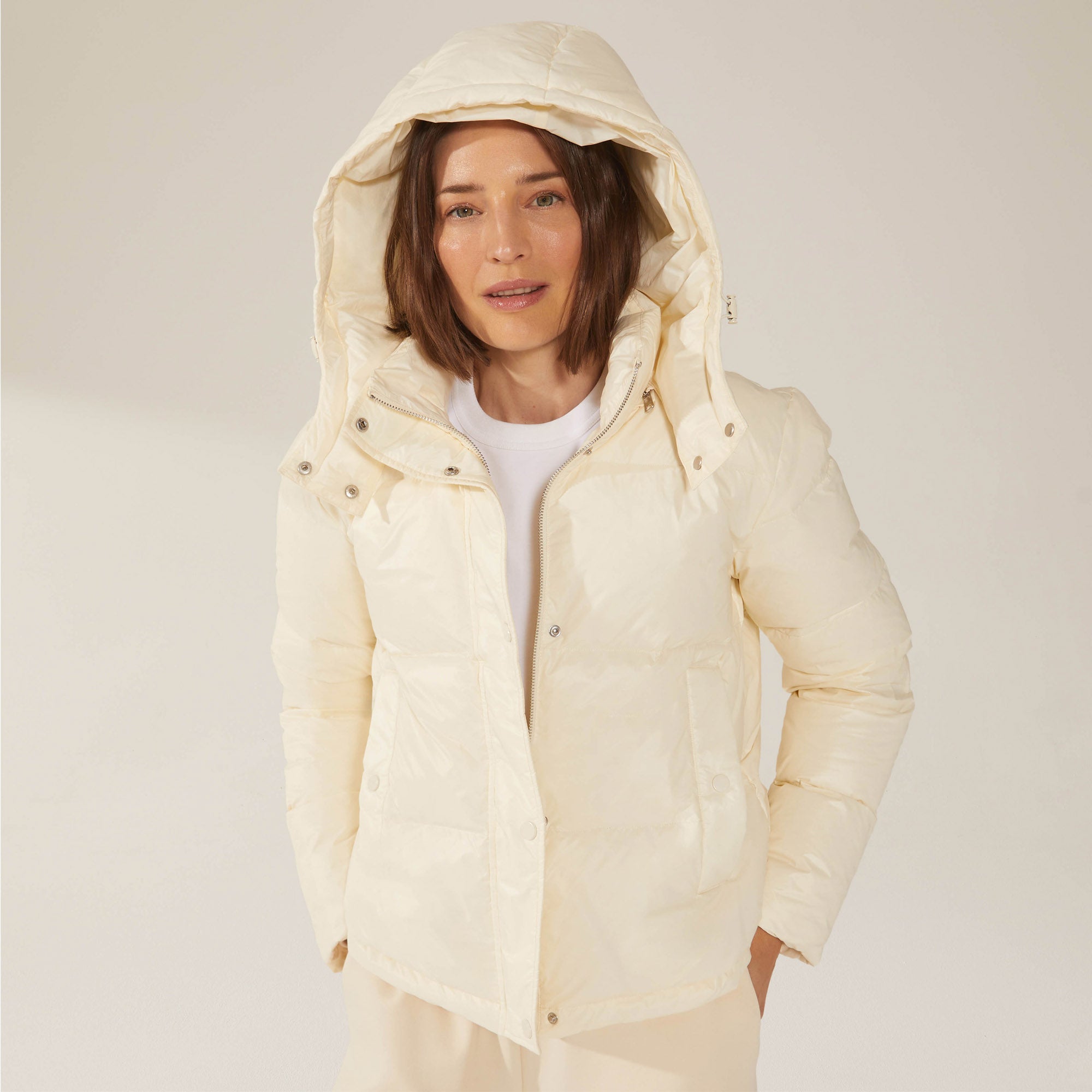 Womens | Adeline Hooded Down Puffer Jacket | Cream