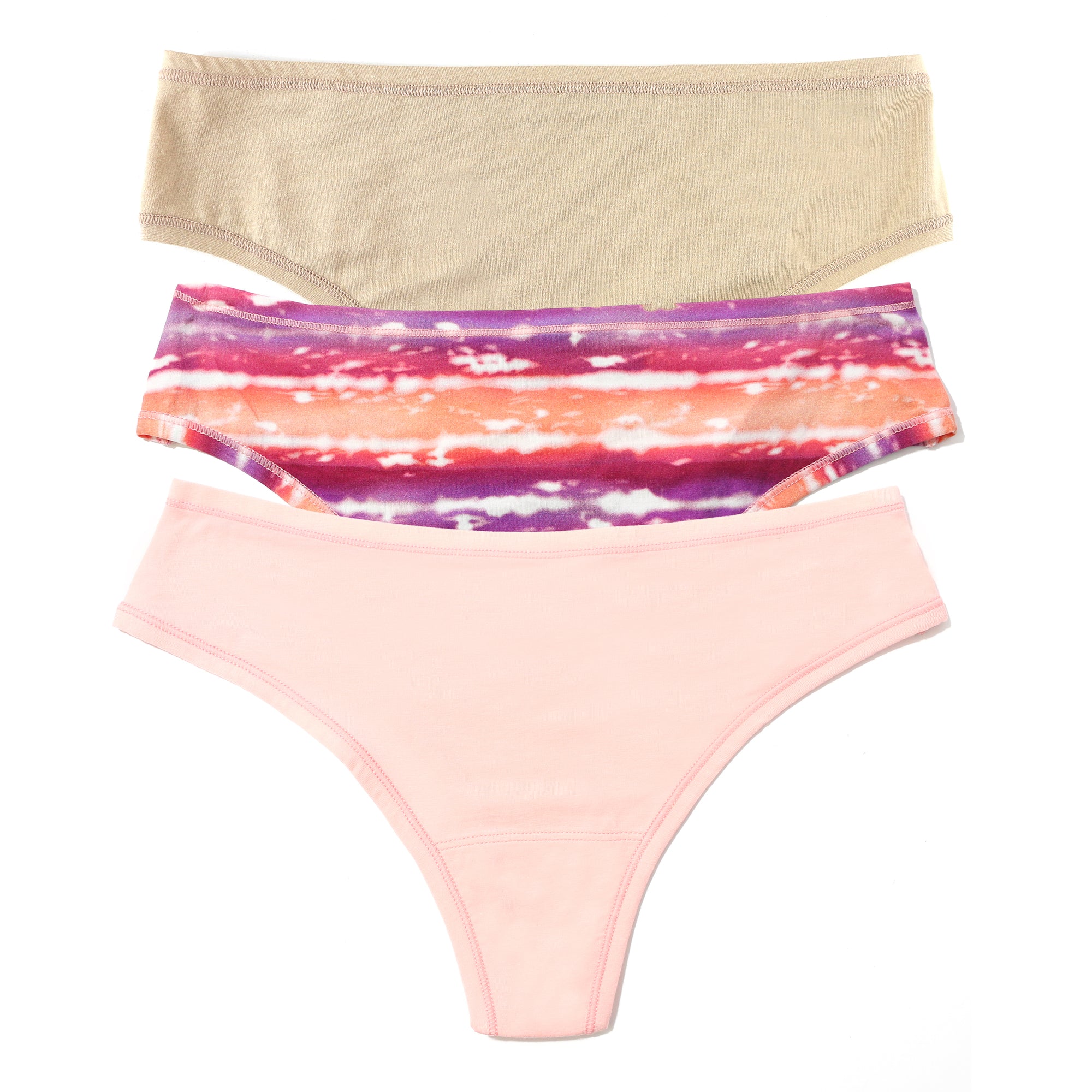 3 Pack Playstretch Natural Rise Thong | Chai, Sweet Nothing, Paint The Town