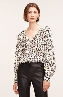 Paige Fleur Drawstring Long Sleeve Blouse | Paige Fleur Black Combo