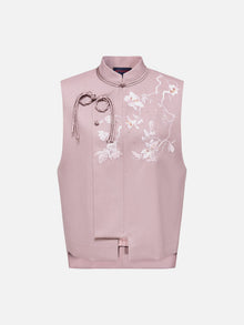 Inverted T-Box Cross-Front Chinese Short Vest | Purple