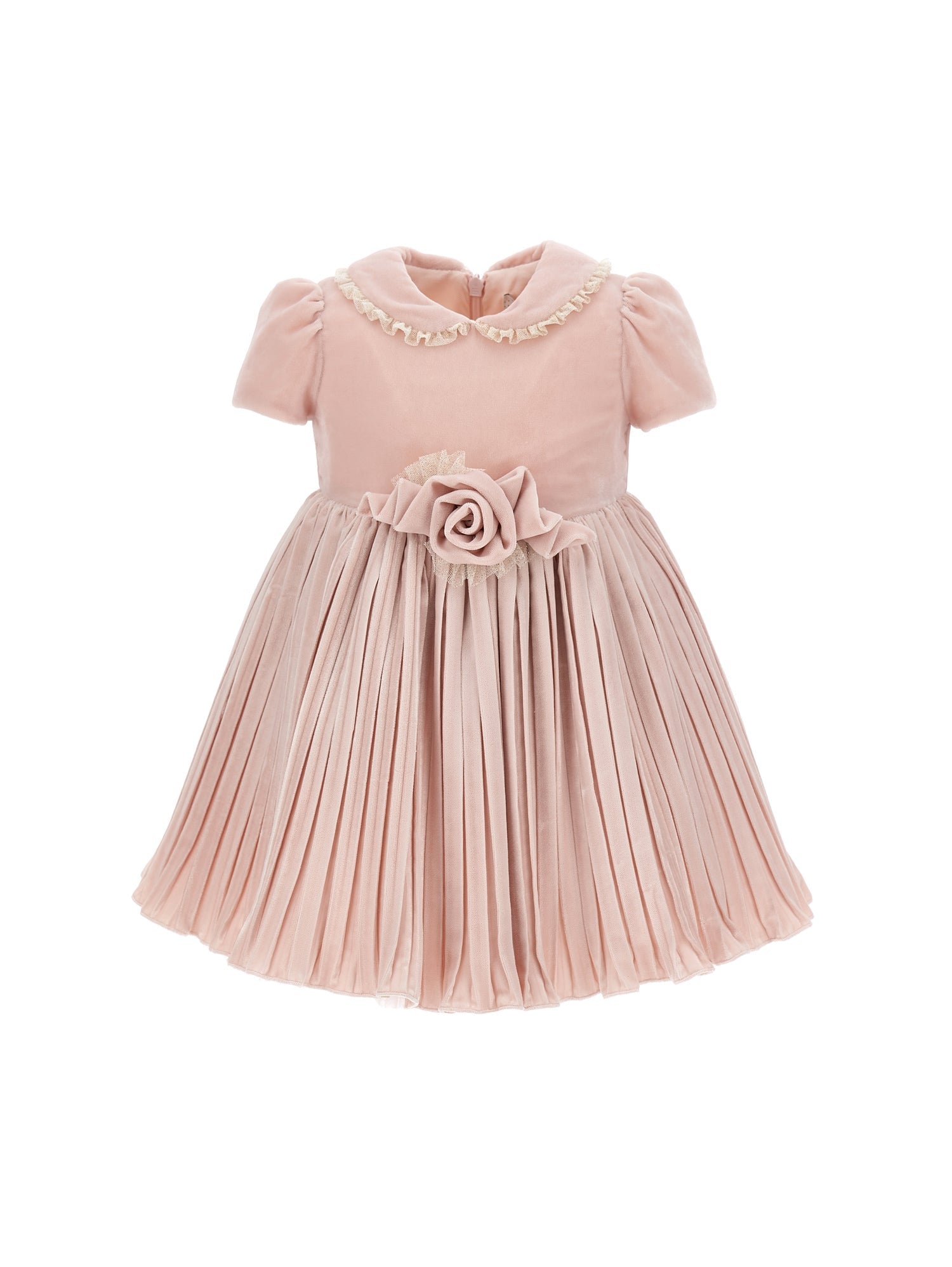Girls | Velvet Dress With Lurex Tulle | Light Pink