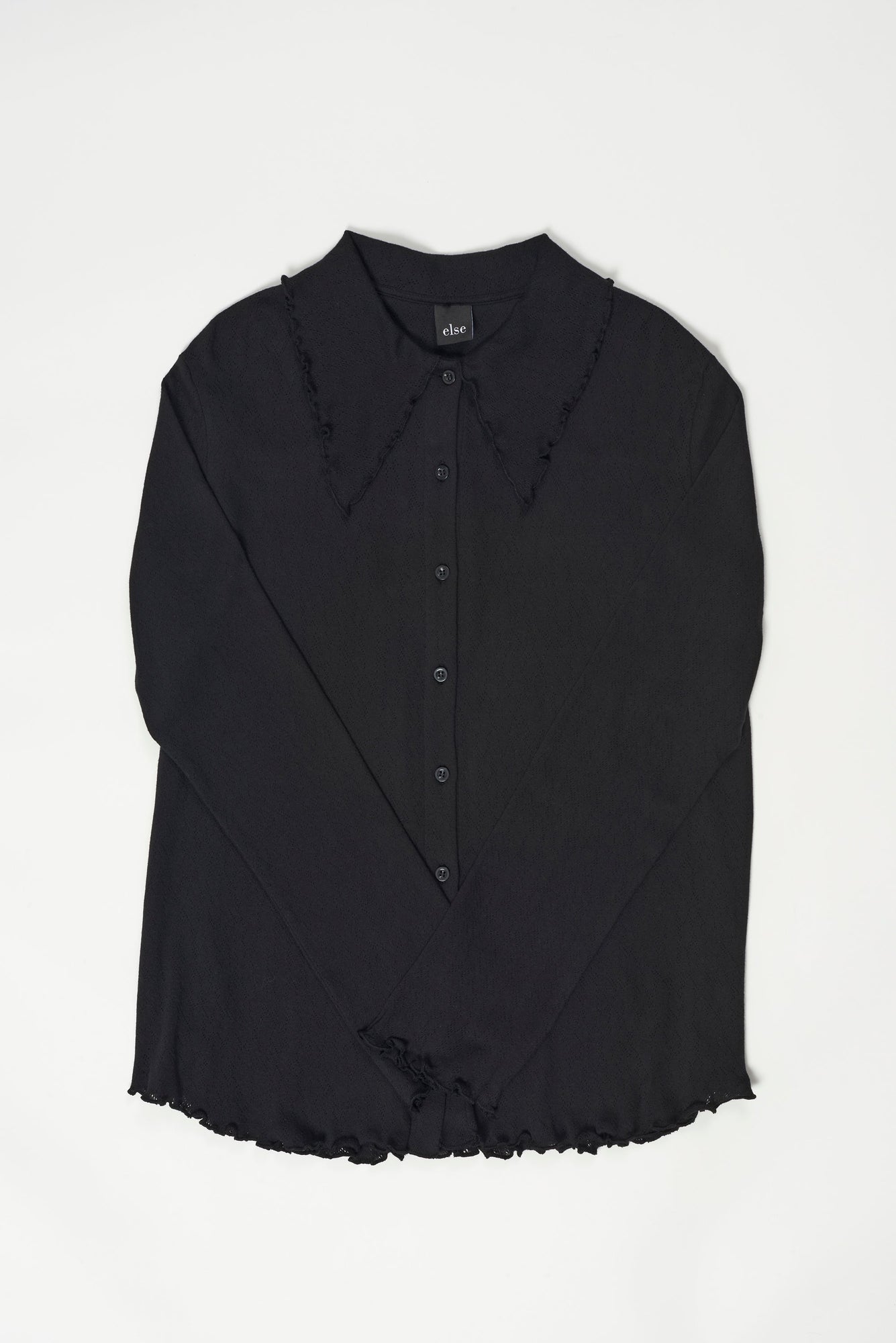 Pointelle Shirt Top | Black