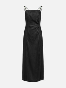 Elegant Mulberry Silk Jacquard Skirt Camisole Dress | Black
