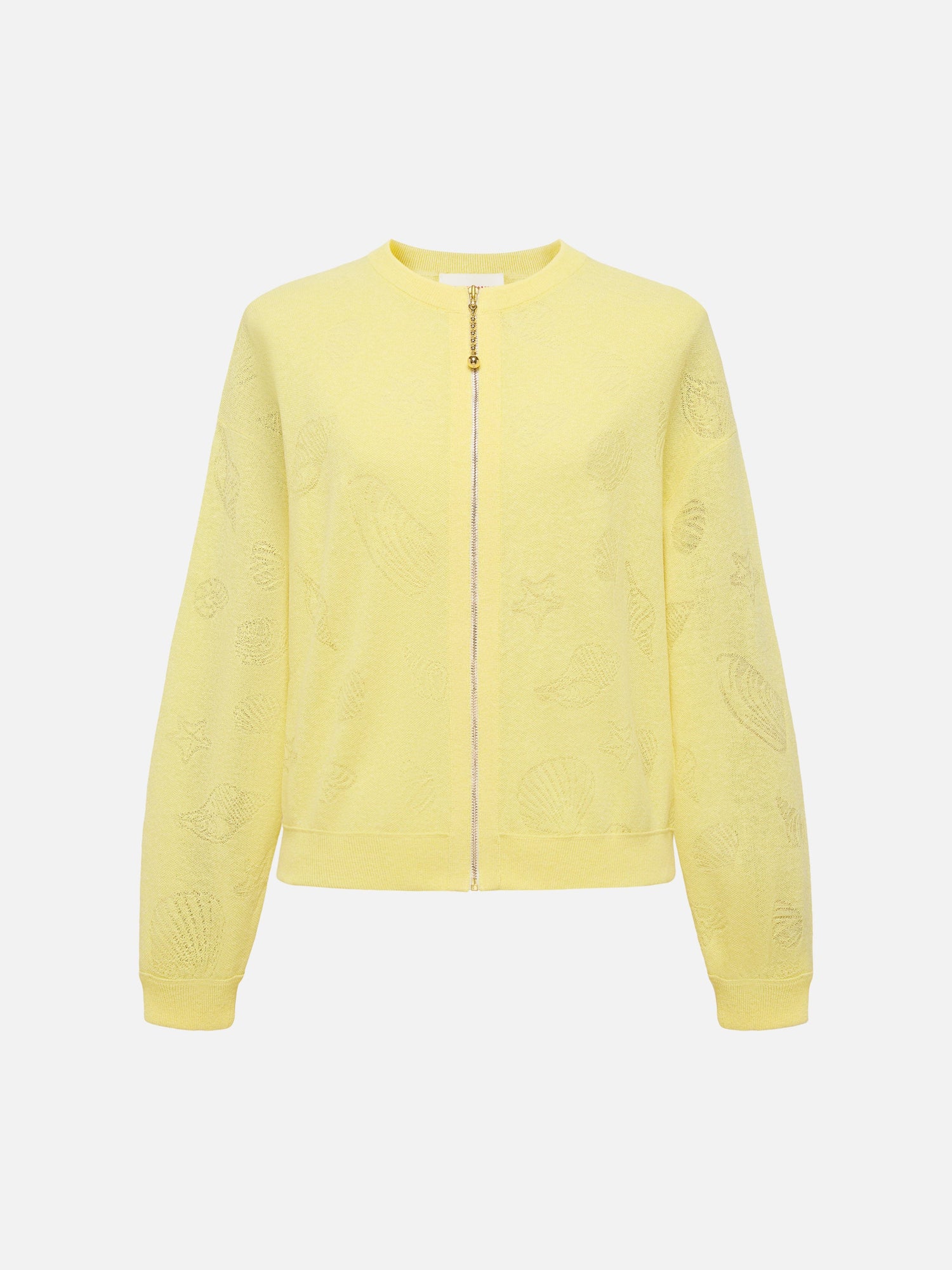 Linen Blended Round Neck Knit Cardigan | Yellow