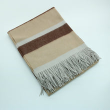 Cashmere Striped Throw With Fringes | Camel Combo