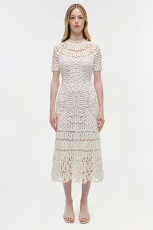 Womens | Lorelai Embroidered Midi Dress | White