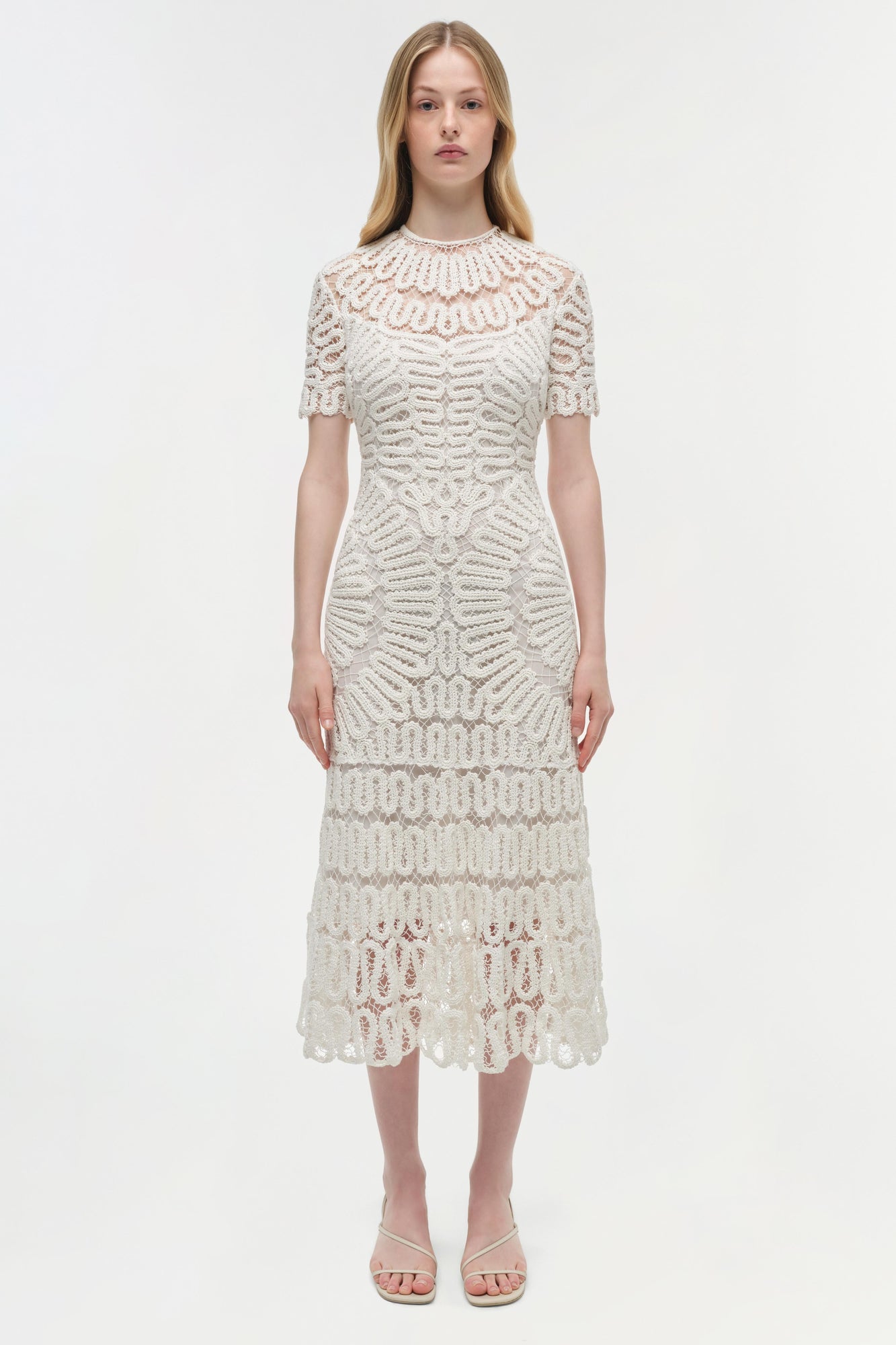 Womens | Lorelai Embroidered Midi Dress | White