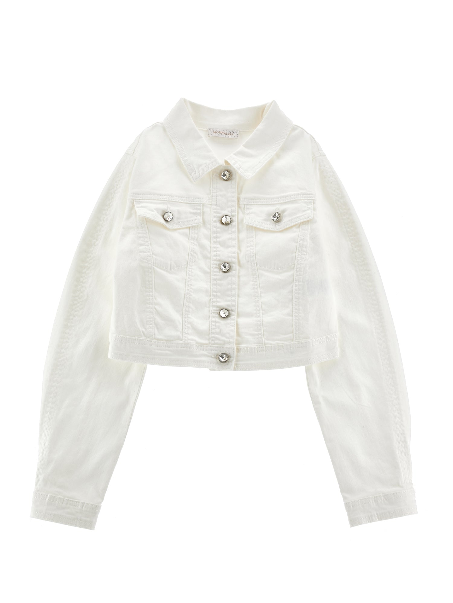 Girls | Denim Jacket With Jewel Buttons | Cream