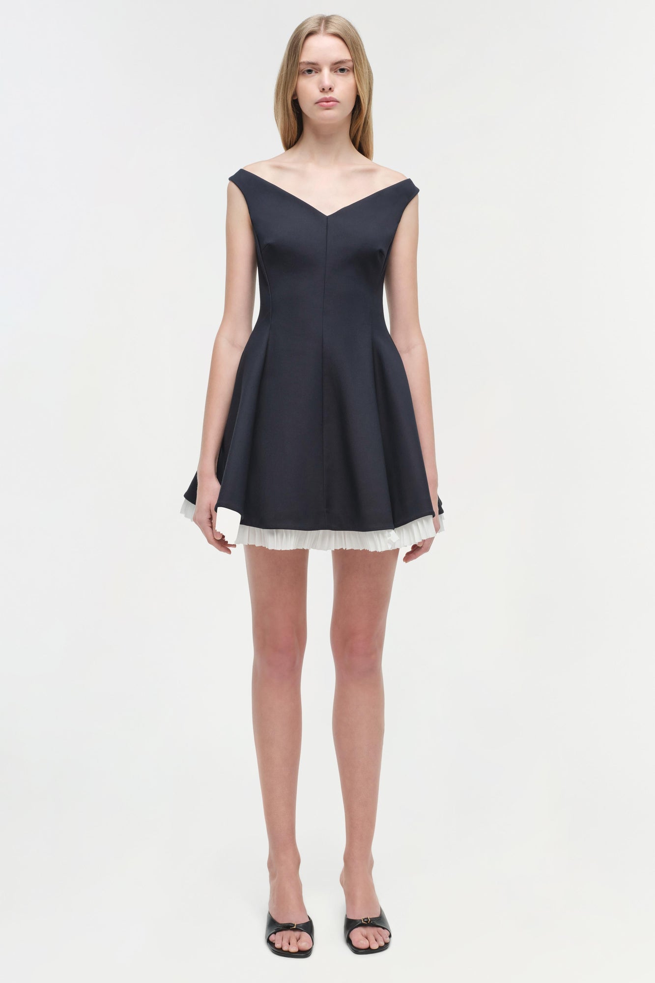Womens | Dorothie Pleated Combo Mini Dress | Black Multi