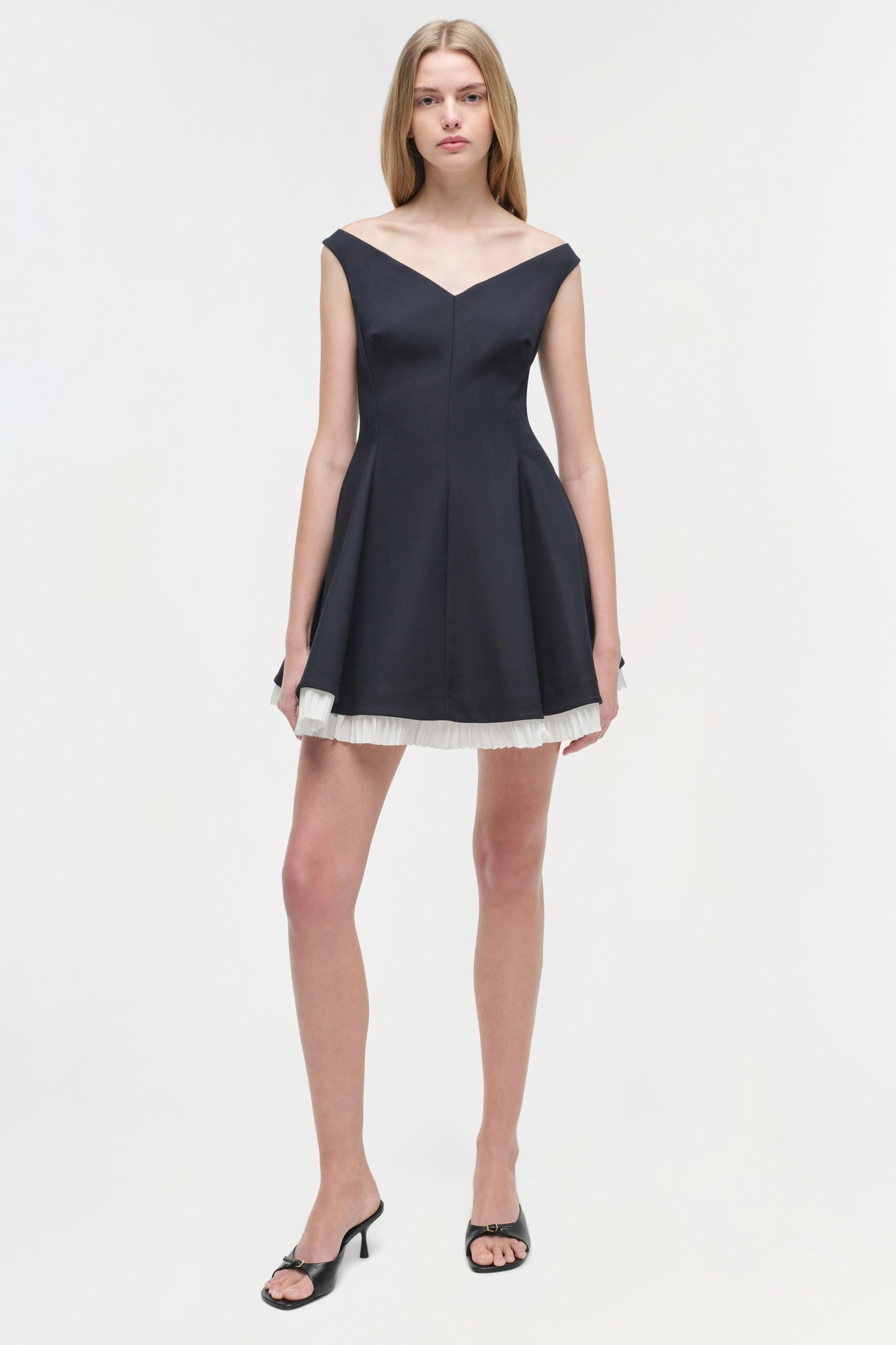 Womens | Dorothie Pleated Combo Mini Dress | Black Multi