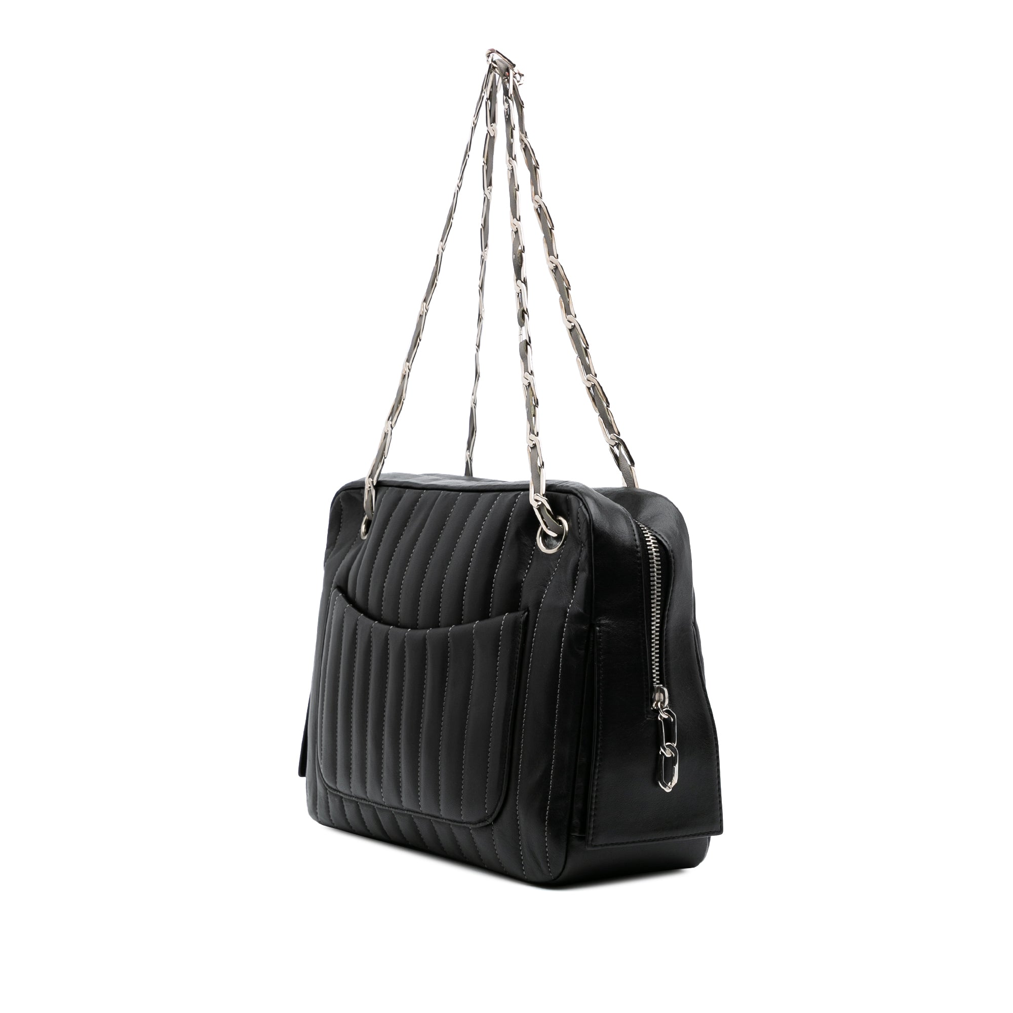 Chanel | Pre-Owned Medium Vertical Quilted Lambskin Mademoiselle Camera Bag | Black