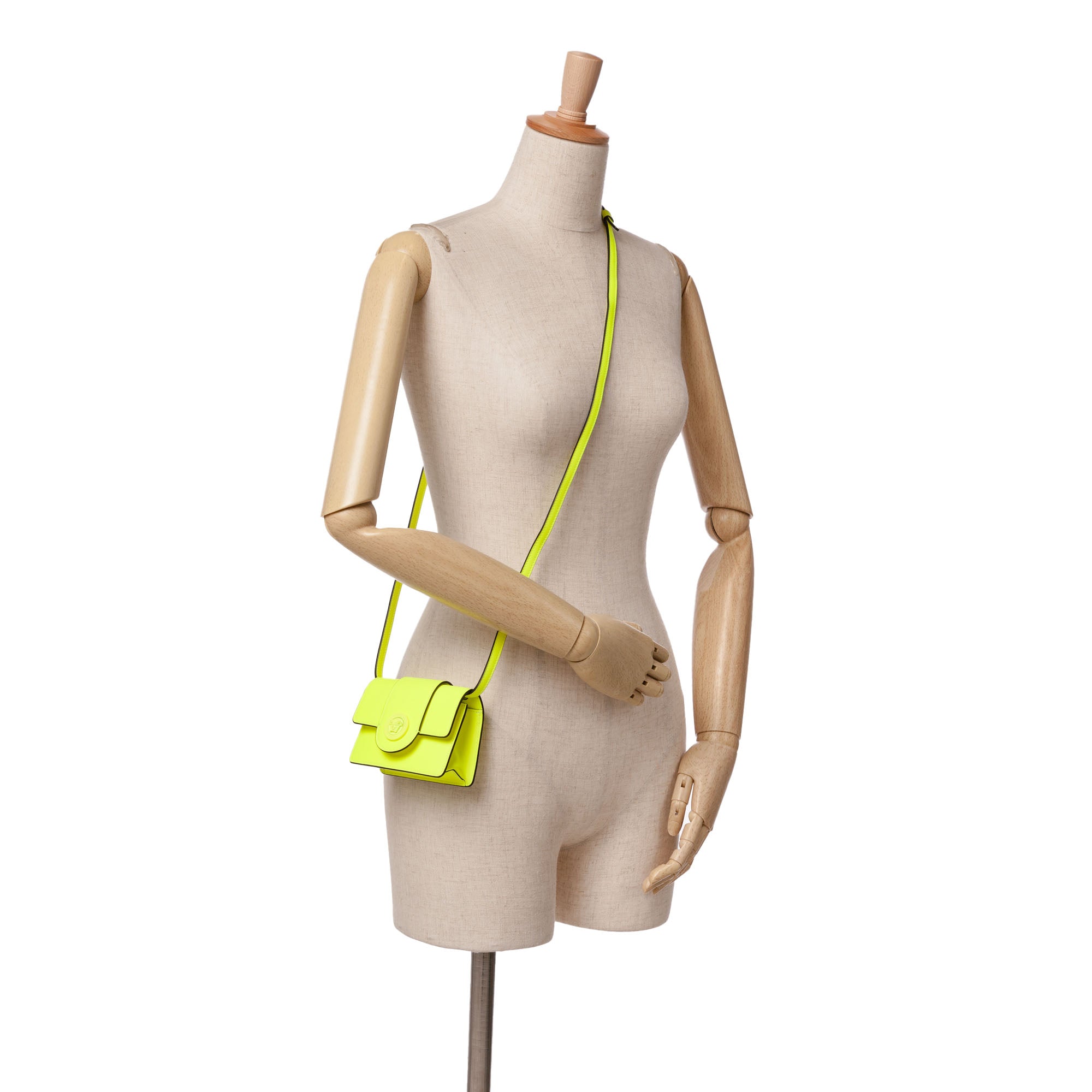 Versace | Pre-Owned Leather La Medusa Crossbody | Yellow/Neon Yellow