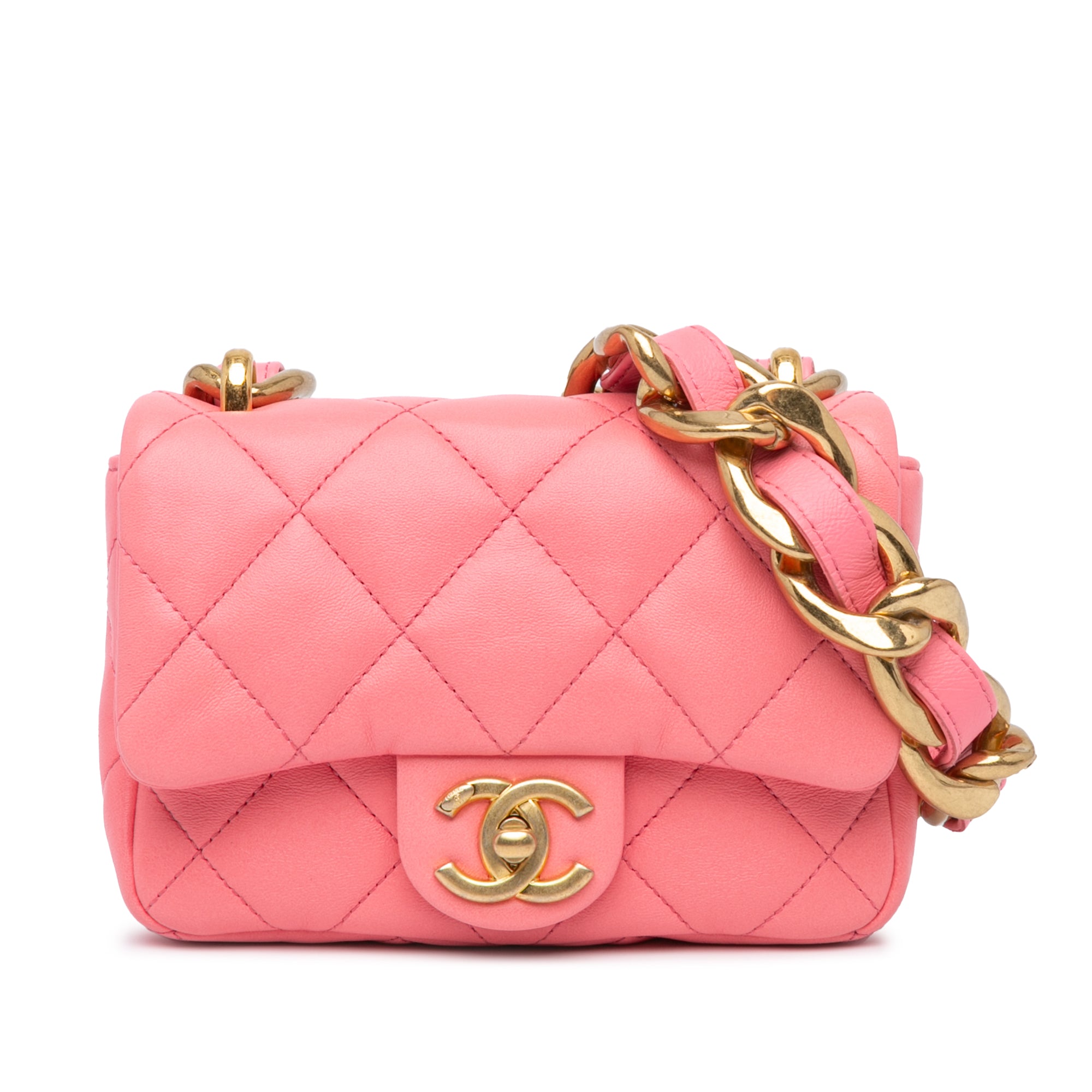 Chanel | Pre-Owned Mini Quilted Lambskin Funky Town Flap - II | Pink