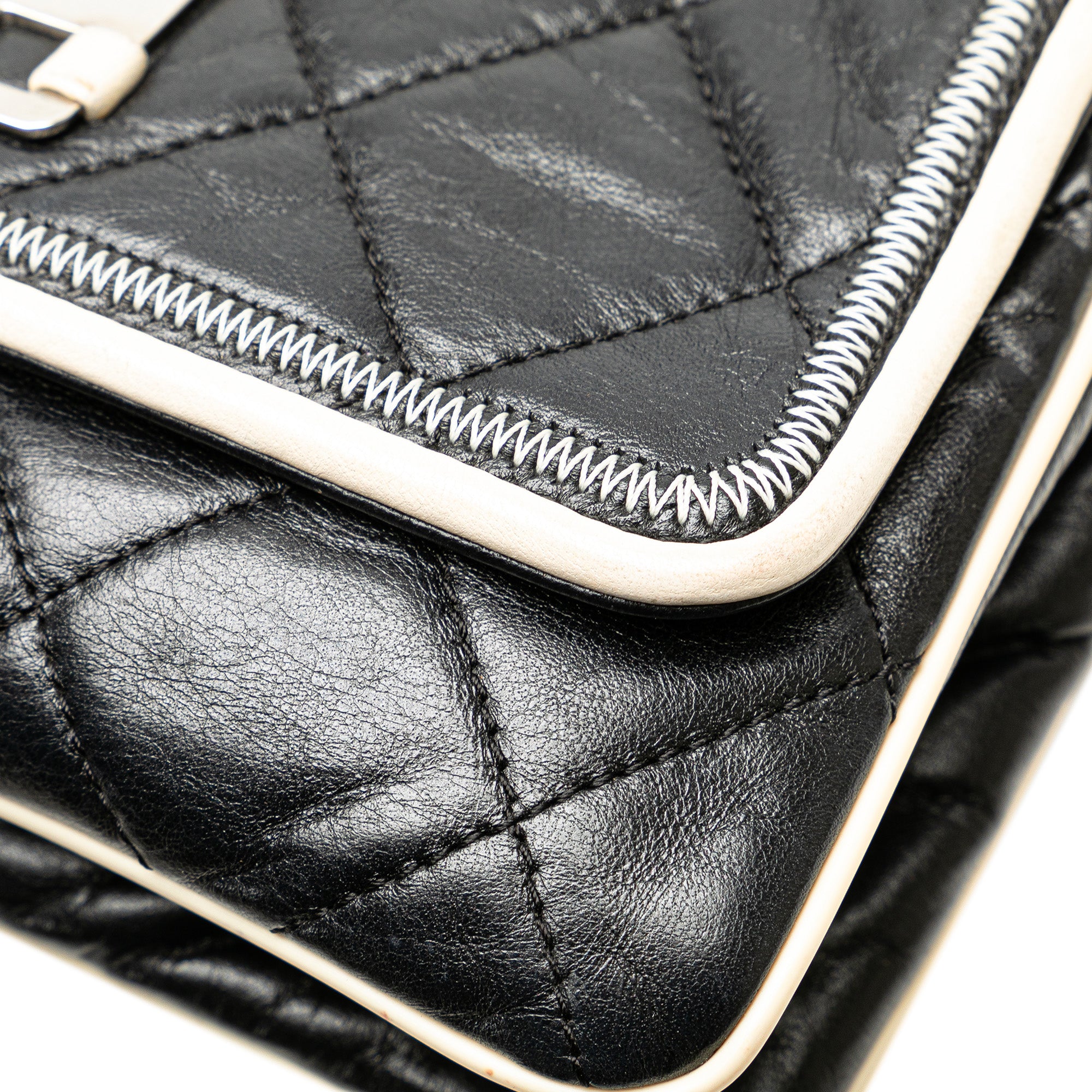 Chanel | Pre-Owned Quilted Lambskin Reissue East West Flap | BlackWhite/Ivory