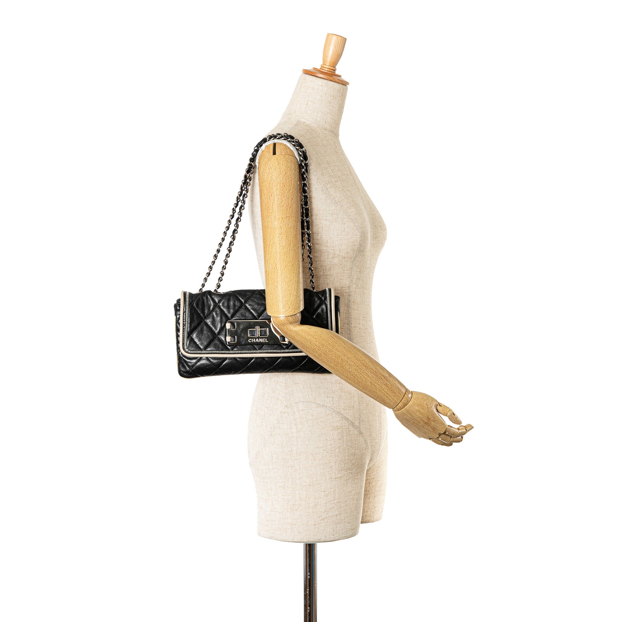 Chanel | Pre-Owned Quilted Lambskin Reissue East West Flap | BlackWhite/Ivory