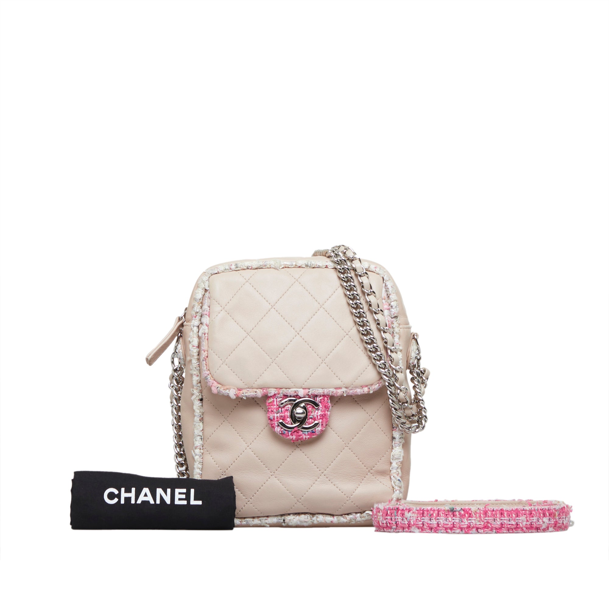 Chanel | Pre-Owned Elegant Tweed Crossbody | Pink/Light Pink