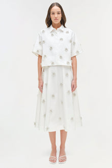 Womens | Cosmo Embellished Camp Shirt | White