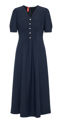 Silk V-Neck Dress | Navy