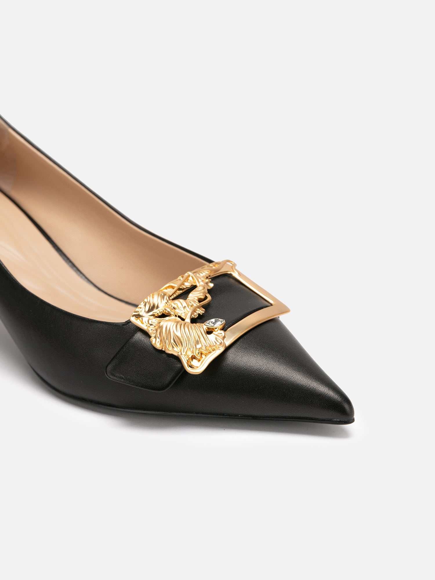 Chinese-Style Decorative Buckle High Heels | Black