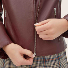 Womens | Lou Lightweight Lambskin Leather Jacket | Merlot
