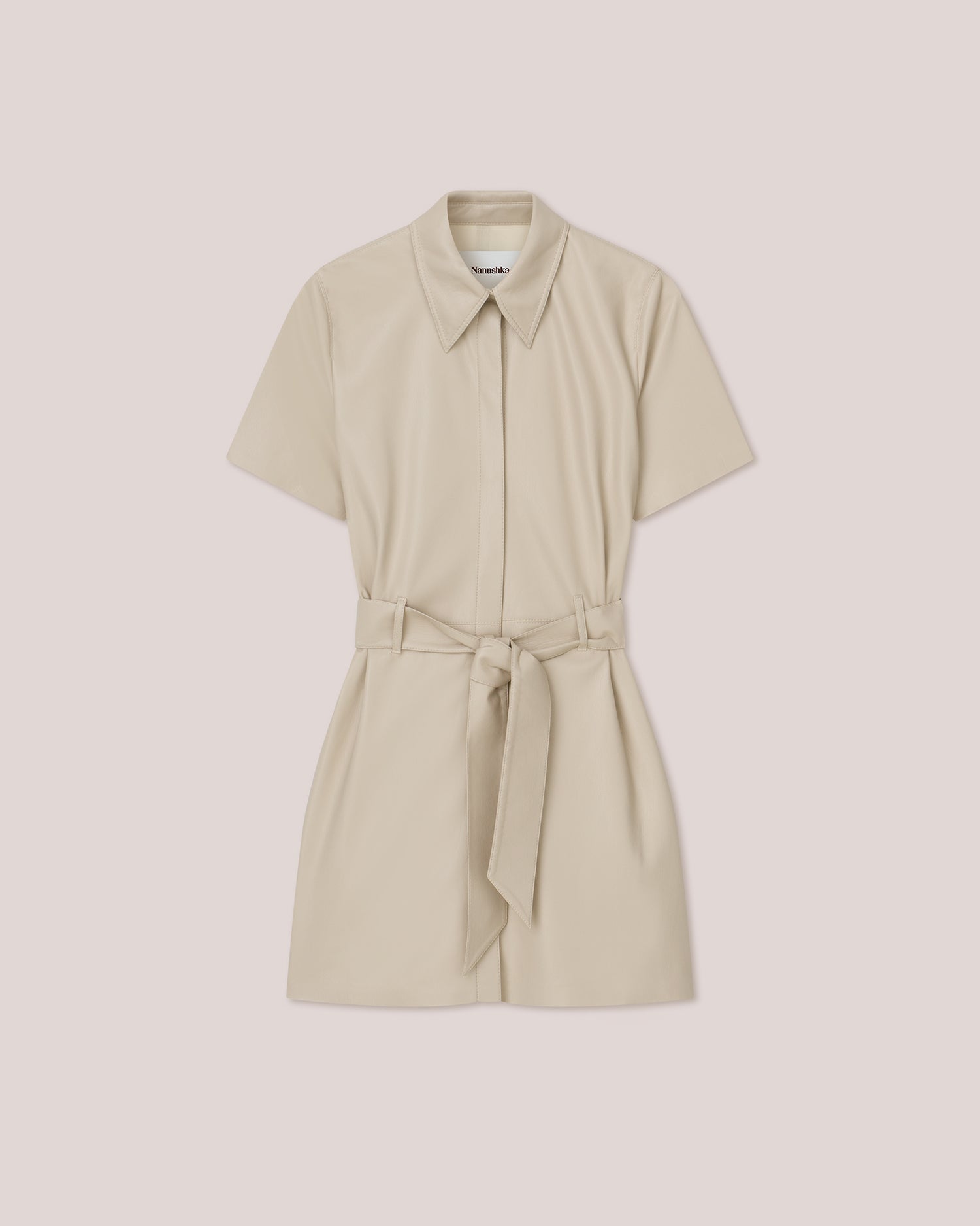 Halli Alt-Leather Shirt Dress | Creme