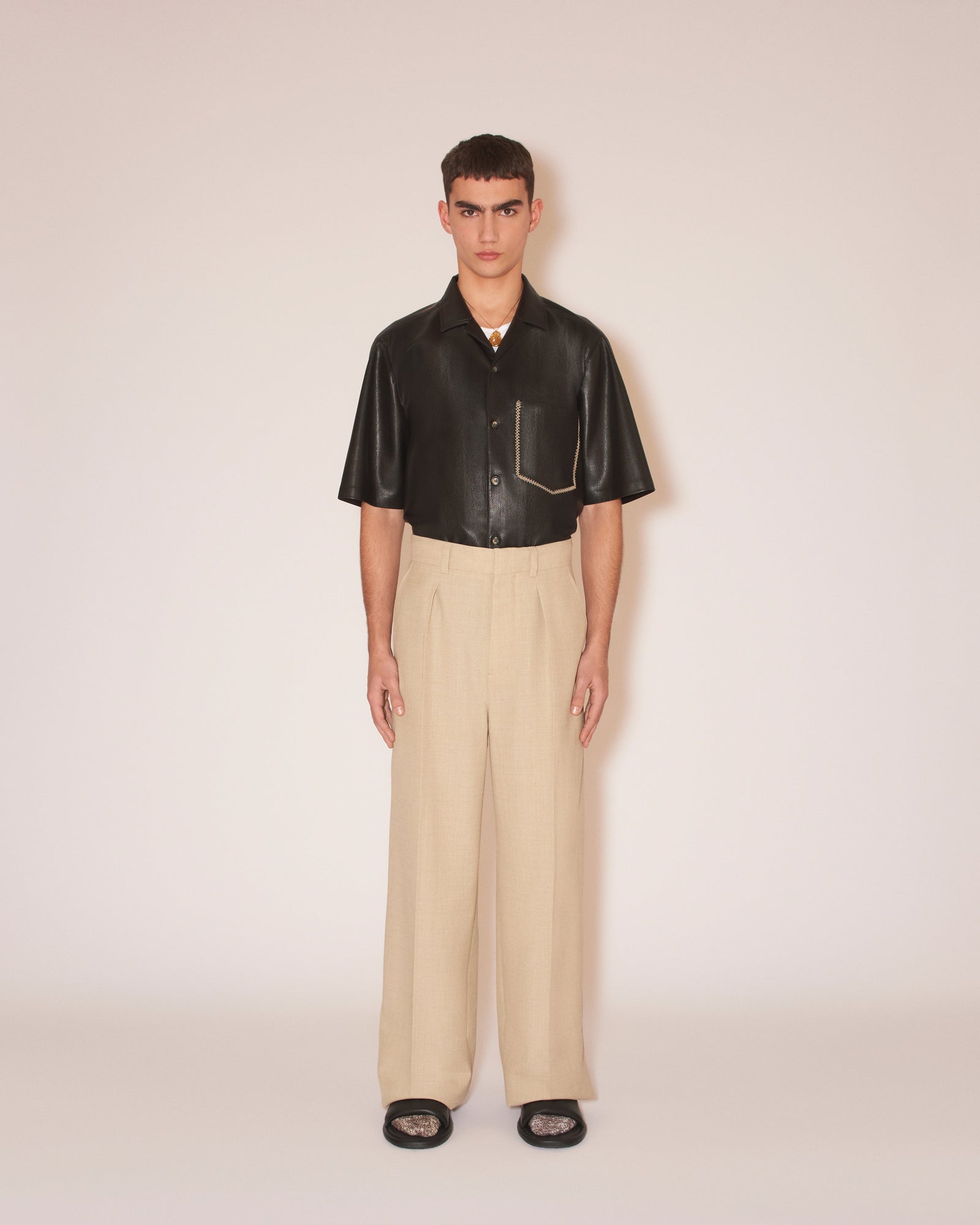 Cian Summer Suiting Straight-Leg Pants | Sand Melange