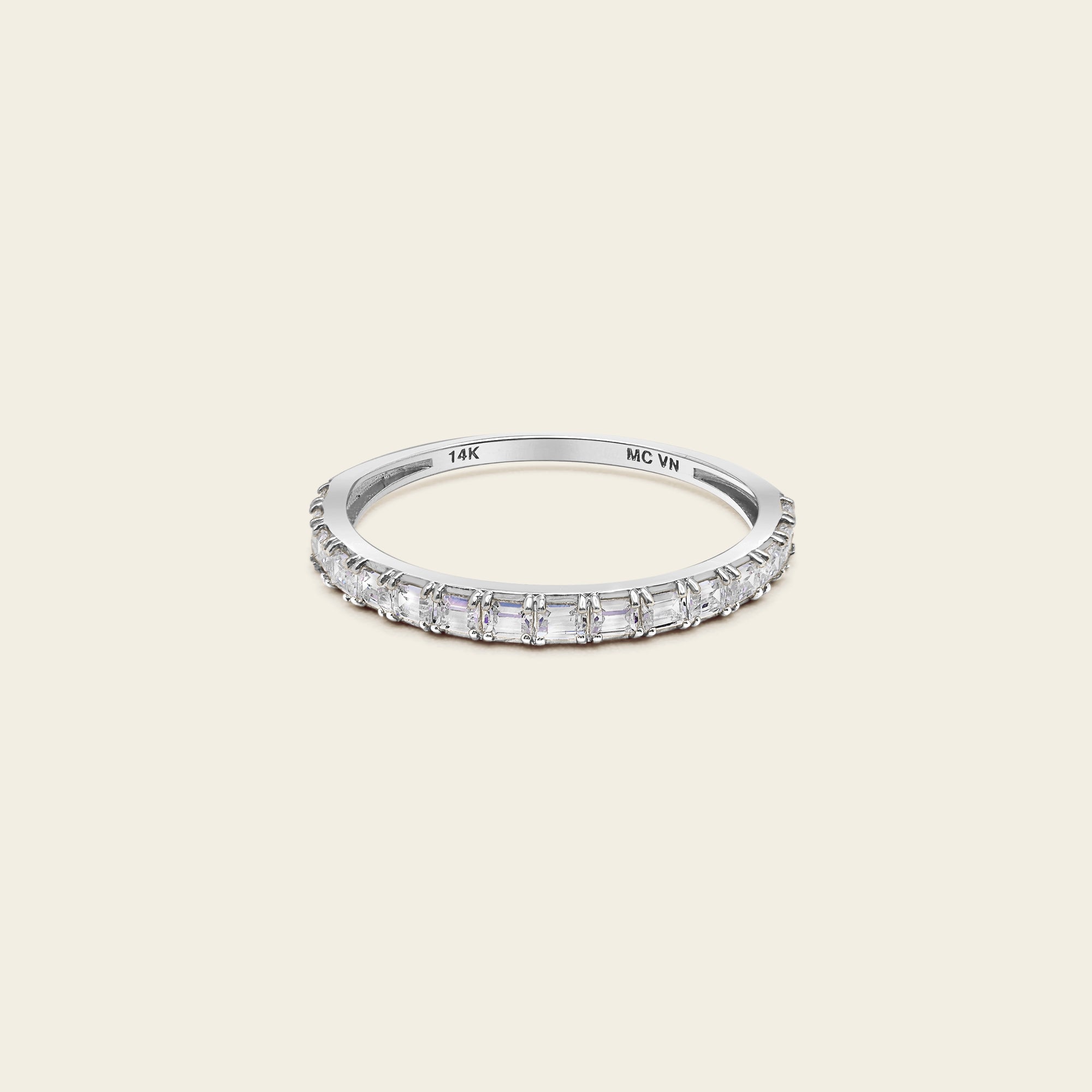 Womens | 14K Solid White Gold | Baguette Half Eternity Band | 0.5 CTW Diamonds