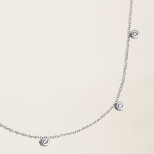 Womens | 14K Solid White Gold | Five-Stone Bezel Necklace | 0.325 CTW Diamonds