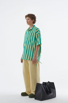 Short-Sleeved Shirt | Men | Light Yellow x Green