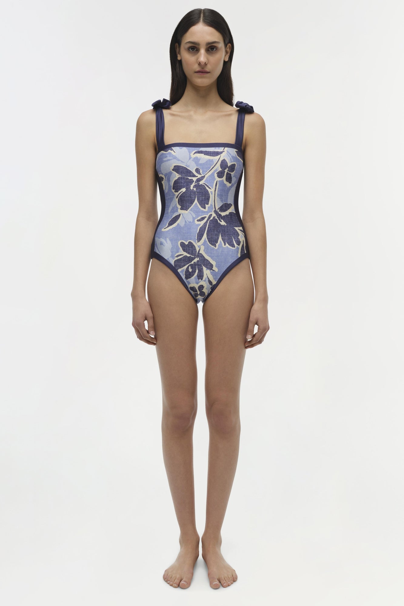 Womens | Bow Swimsuit | Blue Hydrangea Floral