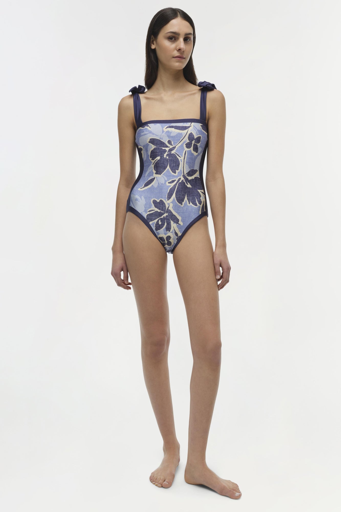 Womens | Bow Swimsuit | Blue Hydrangea Floral