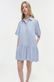 Womens | Cris Cotton Mini Dress | Blue Hydrangea Stripe