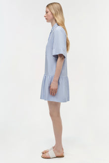 Womens | Cris Cotton Mini Dress | Blue Hydrangea Stripe