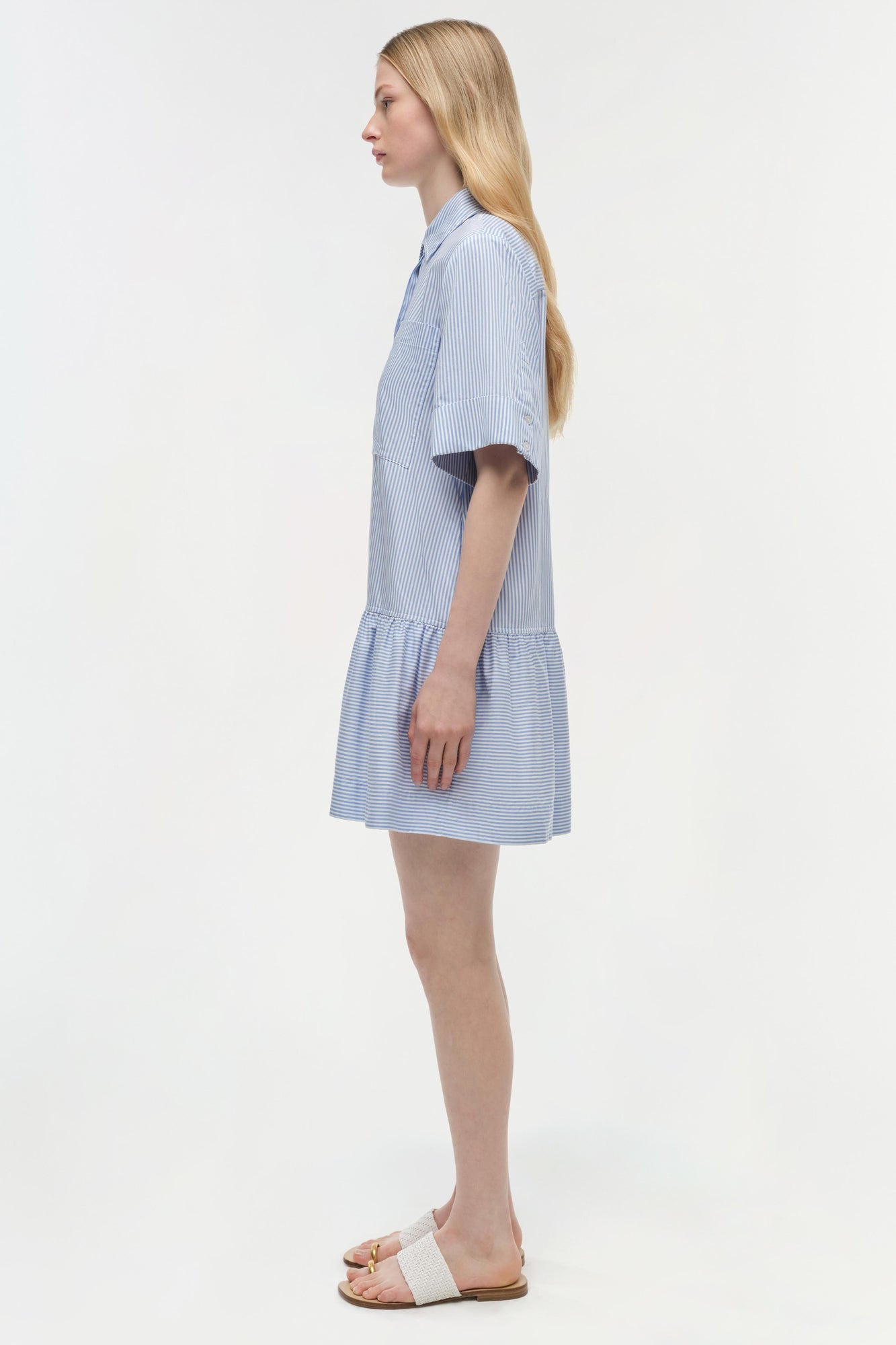 Womens | Cris Cotton Mini Dress | Blue Hydrangea Stripe