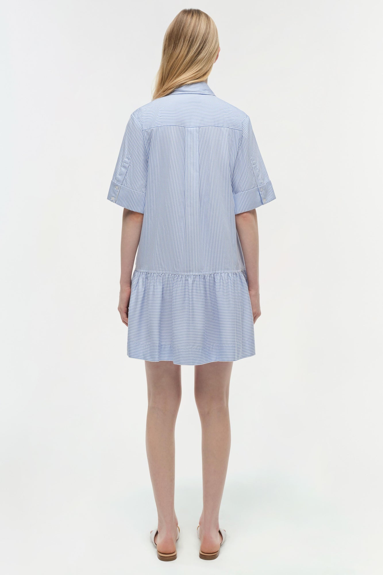 Womens | Cris Cotton Mini Dress | Blue Hydrangea Stripe