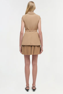 Womens | Eman Pleated Mini Dress | Camel
