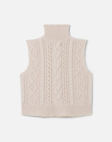 Womens | Cable Turtleneck Vest | Linen